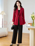 可蓓兒紅色休閑西裝外套女2025新款春季百搭顯瘦氣質(zhì)通勤西服上衣 3XL 曬單實(shí)拍圖
