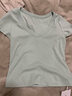 UR2025春季新款女時(shí)尚基礎純色修身短款V領(lǐng)短袖T恤UWB450004 白綠 S 曬單實(shí)拍圖