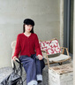 森馬（Semir）騏驥紅色毛衣女2026新顯瘦短款鏤空挑花新年開(kāi)衫上衣109126106002 曬單實(shí)拍圖
