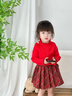 可英童裝女童半身裙兒童百褶裙紅色新年禮物女寶裙女孩短裙學(xué)院風(fēng)半裙 曬單實(shí)拍圖