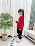 NASA STONE兒童紅色衛衣套裝2026新款中大童加絨12歲男童女童馬年本命年衣服 紅色+黑褲子（春秋款） 140 兒童尺碼推薦【56-65斤】 曬單實(shí)拍圖