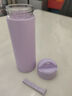隨手塑玻杯手機支架玻璃杯防燙泡茶杯子簡(jiǎn)約辦公防摔便攜式水杯 紫色 400ml 曬單實(shí)拍圖