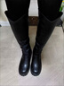 啄木鳥(niǎo)增高8cm靴子女長(cháng)筒靴松糕厚底超高跟騎士靴v口小個(gè)子內增高長(cháng)靴 黑色單里 37 曬單實(shí)拍圖