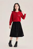 moonkids童裝女童冬款裙子加厚絲絨半身裙兒童冬季中長(cháng)裙新年戰袍 6156黑色絲絨半身裙 130 cm 曬單實(shí)拍圖