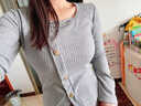 馨顏大碼內搭獨特針織衫女2025年秋冬季胖mm設計感不規則毛衣短款上衣 灰色 M 95-105斤 曬單實(shí)拍圖