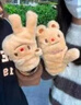 結盟者半指手套翻蓋毛絨可愛(ài)小熊女秋冬季保暖掛脖加絨加厚寫(xiě)字騎車(chē)防寒 可愛(ài)小熊半指手套【帶掛繩加厚加絨】 曬單實(shí)拍圖