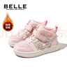 百麗童鞋冬兒童加絨高幫運動(dòng)鞋女童保暖板鞋跑步鞋 粉色32 曬單實(shí)拍圖