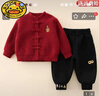 G.duck小黃鴨嬰幼兒周歲禮服男寶寶冬裝新年裝嬰兒拜年衣服唐裝喜慶套裝 新年生日套裝【上衣褲子】 100 身高90-100cm 曬單實(shí)拍圖