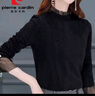 皮爾卡丹（pierre cardin）蕾絲加絨打底衫女2025秋冬新款半高領(lǐng)洋氣內搭年長(cháng)袖時(shí)尚上衣 黑色 加絨 XL 曬單實(shí)拍圖
