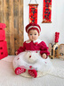 班喜迪嬰兒衣服春裝嬰幼兒連體衣寶寶包屁衣周歲禮服公主包屁裙哈衣爬服 紅色 73cm 曬單實(shí)拍圖