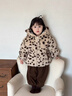 G.duck小黃鴨女童豹紋皮草外套2026新款兒童加絨連帽毛毛衣水貂絨冬裝 豹紋色 150 (建議135-145cm 10-11周歲） 曬單實(shí)拍圖