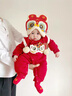 乖奇熊【暖護棉】寶寶夾棉保暖連體哈衣嬰幼兒紅色喜慶過(guò)年拜新年服冬季 曬單實(shí)拍圖