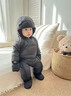 G.duck嬰兒冬裝寶寶連體衣冬季韓版洋氣嬰幼兒加厚羽絨服外出抱衣保暖服 碳黑色帶手套腳套(羽絨服） 80 cm(建議18-22斤) 曬單實(shí)拍圖