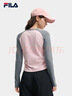 FILA 【楊冪同款】斐樂(lè )女子針織長(cháng)袖衫秋季新款修身拼色插肩袖長(cháng)T 桃仙粉-PK S 160/80A/S 曬單實(shí)拍圖