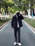 威登羊棉服外套男士2025冬季寬松加厚立領(lǐng)棉衣套裝潮流大碼胖子夾克 黑色棉服+白色圓領(lǐng)衛衣+黑色加絨褲 XL 曬單實(shí)拍圖
