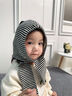 LNGA LANDGRE兒童帽子條紋圍巾一體毛線(xiàn)針織護耳帽小女孩百搭洋氣包頭帽秋冬季 黑拼米【條紋帽圍巾一體】 均碼-約2-8歲【帽圍48-54cm】 曬單實(shí)拍圖