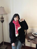 CRANTA KOMEIA圍巾女2025冬季紅色針織圍脖保暖披肩生日新年禮物送女生女友 紅色 高級感新年禮物送老婆女朋友實(shí)用高檔 曬單實(shí)拍圖