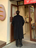 MUSINSA STANDARD韓國秋冬男士大碼混紡雙排扣長(cháng)款毛呢大衣外套 黑色(BK) M 曬單實(shí)拍圖