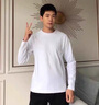 羅蒙（ROMON）白色長(cháng)袖t恤男士春秋季薄款棉打底衫休閑衛衣圓領(lǐng)秋衣男小衫土 5501 白色 165 建議110-120斤 曬單實(shí)拍圖