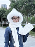 冬季保暖小熊帽子手套圍巾一體防風(fēng)帽韓版女韓國百搭戶(hù)外騎行冬帽 白色 可調節 曬單實(shí)拍圖