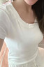 夏季ins正肩修身短款T恤甜妹辣妹休閑時(shí)尚顯瘦純欲韓版百搭上衣 白色 2XL 建議：135斤-150斤 曬單實(shí)拍圖