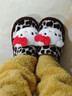 甜酷豹紋棉拖鞋2025秋冬外穿軟底保暖加絨毛絨絨拖鞋女 米色小豹紋-KT貓/棉拖 3838-39（適合-38） 曬單實(shí)拍圖