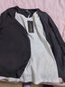 羅蒙（ROMON）假兩件V領(lǐng)長(cháng)袖T恤女裝2025秋裝新款設計感拉鏈拼接咖色上衣打底衫 灰色 XL 曬單實(shí)拍圖