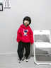 WASSUP WKENG聯(lián)名小熊男童連帽衛衣套裝秋冬2025新款中大童加絨兒童春季運動(dòng)服 紅色+黑褲子（春秋款） 120 兒童尺碼推薦【38-45斤】 曬單實(shí)拍圖