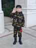 男童冬裝勛章迷彩加厚套裝冬季兒童加絨運動(dòng)兩件套中小童痞帥衣服 軍綠色 140 cm 曬單實(shí)拍圖