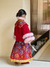 年衣【董璇同款】女童漢服套裝冬季新款中式馬面裙加絨盛世躍馬漢服 年衣紅 120 曬單實(shí)拍圖