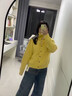 小野七天2025新款高領(lǐng)毛衣開(kāi)衫女復古翻領(lǐng)寬松氣質(zhì)外套針織上衣寬松慵懶 黃色 均碼 衣長(cháng)56 胸圍50 曬單實(shí)拍圖
