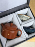 唐豐（TANGFENG）鋦釘紫砂壺茶具套裝一壺二杯敦煌文創(chuàng  )禮品生日喬遷禮物商務(wù)伴手禮 (宋蘊)敦煌藻井對杯(藍、白)+鋸釘德鐘紫砂壺 曬單實(shí)拍圖