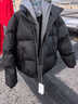 布須曼黑色假兩件棉服外套男冬季加厚保暖晉江棉衣短款PU皮連帽面包服 黑色[升級款] XL 曬單實(shí)拍圖