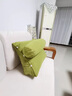 水星三角靠墊床頭大靠背床上孕婦靠枕棉麻亞麻護頸枕重磅麻竹節麻 草綠色 45cm*48cm 含枕芯 *20+16含芯 曬單實(shí)拍圖