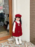 G.duck小黃鴨童裝拜年服女童連衣裙秋冬季2026新款加絨背心裙兩件套兒童 紅 80 適合9-12月(75-85cm) 曬單實(shí)拍圖