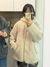 對白超好看綿羊毛仿皮草顆粒絨短外套女2025冬季新款慵懶連帽上衣 奶茶色 厚款 XS 曬單實(shí)拍圖
