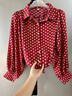 波點(diǎn)印花紅色雪紡女襯衫輕奢高級感襯衣時(shí)尚寬松燈籠袖翻領(lǐng)上衣秋 紅波點(diǎn) 獨家實(shí)拍 均碼  建議80-140斤 曬單實(shí)拍圖