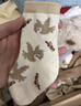 嫚熙（EMXEE）嬰兒襪子春秋薄款新生兒松口無(wú)骨襪女寶寶林間物語(yǔ)卡通中筒襪 叢林小兔+林間小鳥(niǎo)+花間小鹿 3雙 6-12月 (建議腳長(cháng)12-14cm) 曬單實(shí)拍圖