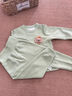 優(yōu)奇嬰兒衣服加絨加厚保暖內衣兩件套裝冬季寶寶打底套裝a類(lèi)分體冬裝 綠色 90 曬單實(shí)拍圖