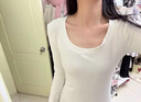AAISUP白色方領(lǐng)長(cháng)袖T恤女2025年春秋設計感修身顯瘦內搭上衣百搭打底衫 白色 M 曬單實(shí)拍圖