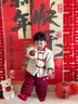 G.duck小黃鴨周歲男寶寶衣服冬季嬰兒套裝分體國風(fēng)加厚兩件套紅色拜年服 紅色 90 建議1~2歲【 80-90cm】cm 曬單實(shí)拍圖