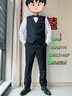 凌卡戚西式伴郎服兄弟裝夏季接親服裝男士馬甲襯衫三件套結婚禮服西裝 白色長(cháng)袖襯衫+黑褲+黑馬甲 M 曬單實(shí)拍圖