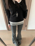 京多夢微喇褲女2026新款加絨加厚垂感可外穿打底褲小個子喇叭運動瑜伽褲 灰色 （加絨款） L （100-115斤） 曬單實拍圖