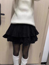 妙奕嘉黑色短裙秋冬毛呢半身裙a字裙蛋糕裙包臀裙百褶裙裙子2025年新款 絲絨蛋糕半身裙【黑色】 L 【建議105-118斤】 曬單實(shí)拍圖