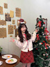 雅黛絲薇新年圣誕穿搭小香風(fēng)連衣裙一整套秋冬季女裝紅色衣服格紋裙子套裝 米白色毛衣+格紋半身裙 M 曬單實(shí)拍圖