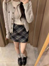 浪莎格子毛呢半身裙女秋冬2025新款高腰A字短裙顯瘦格紋包臀裙子 曬單實(shí)拍圖