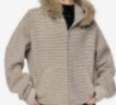 ICH MODE美式連帽毛領(lǐng)條紋外套女秋冬季新款拉鏈衛衣開(kāi)衫上衣 杏色 M 曬單實(shí)拍圖