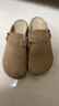 東園物作軟木拖鞋真皮休閑日系時(shí)尚百搭外穿防滑情侶款Boston半包勃肯鞋 深卡其 36 正碼 曬單實(shí)拍圖