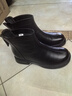ZHR頭層牛皮革馬丁靴女冬法式厚底短靴保暖加絨瘦瘦裸靴 CK23A黑色39 曬單實(shí)拍圖