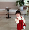 G.duck小黃鴨女童連衣裙過(guò)年服冬2件裙3歲公主裙加絨套裝女寶寶周歲禮服 紅色加絨 90 建議80-90cm1歲半-2歲cm 曬單實(shí)拍圖